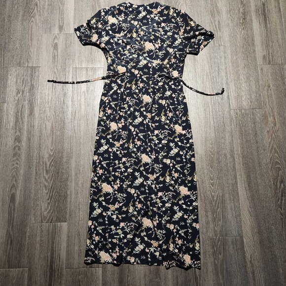 Vintage 90s short-sleeved button-up dainty floral maxi dress - Picture 12 of 16